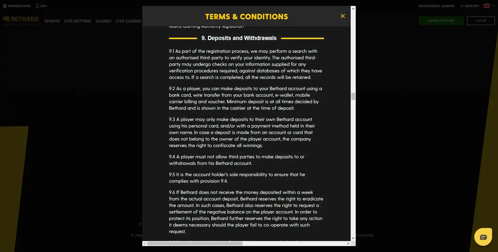 BetHard Casino Payment Methods