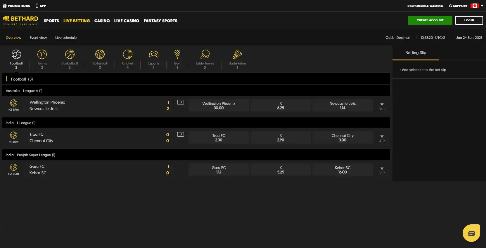 BetHard Casino Betting