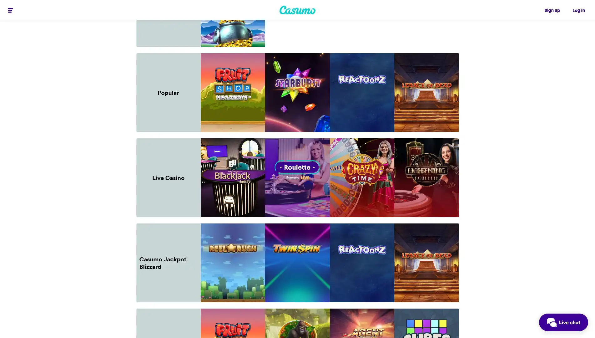 Casumo Casino Live Dealer Games