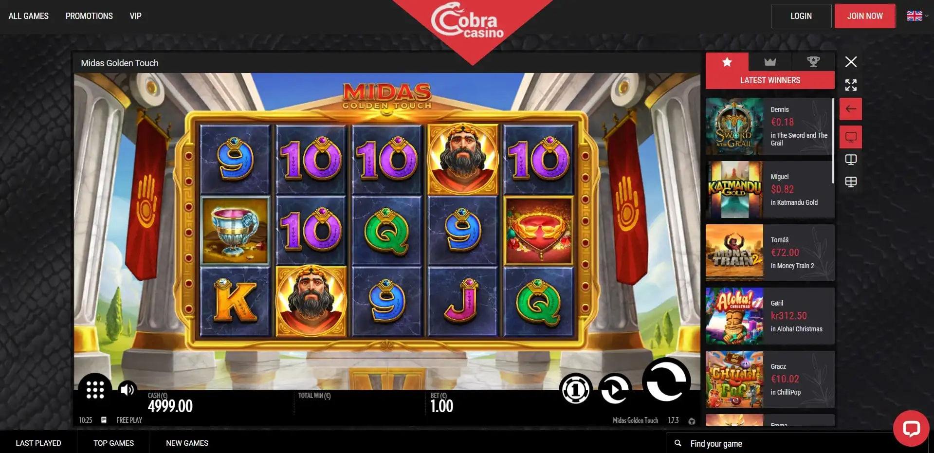Cobra Casino Slot Games