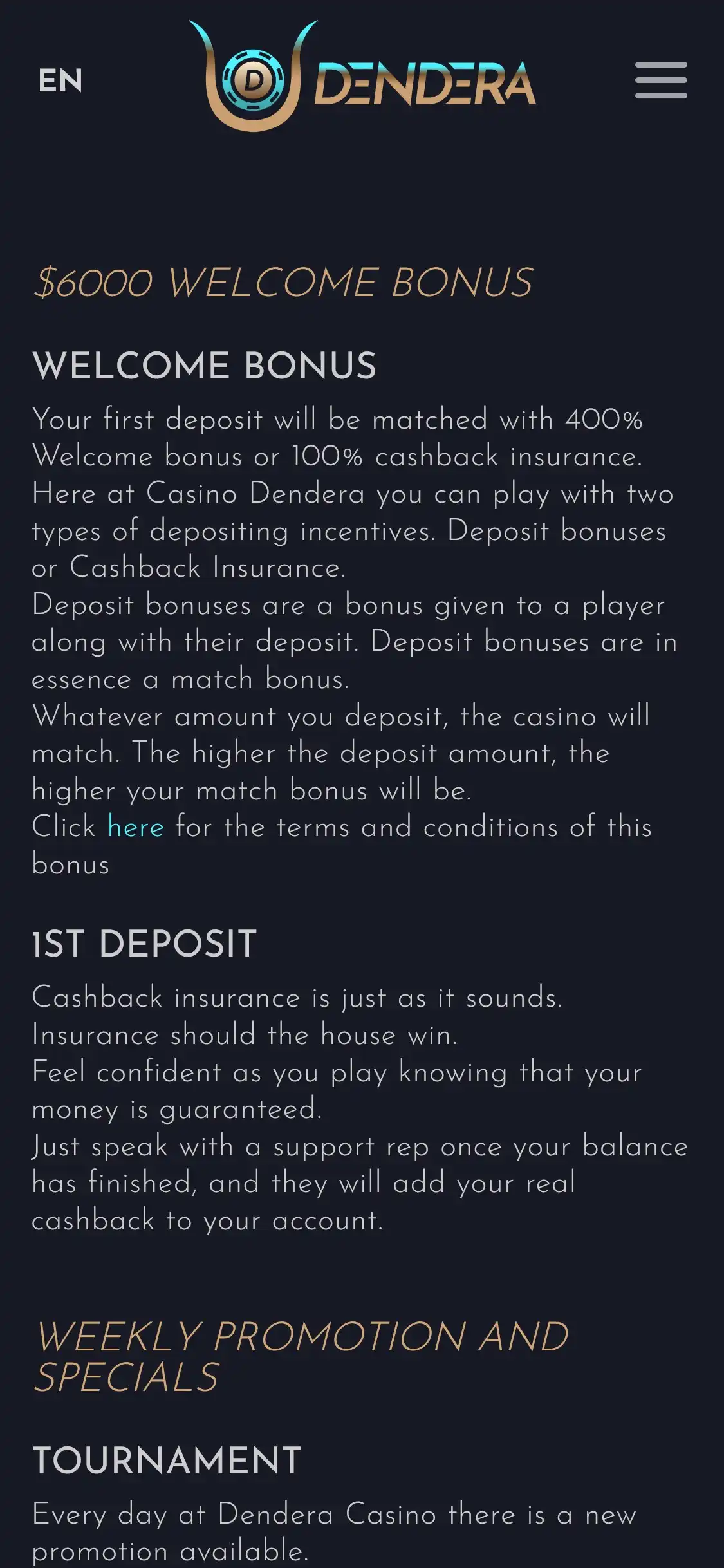 Dendera Casino Mobile No Deposit Bonus Review
