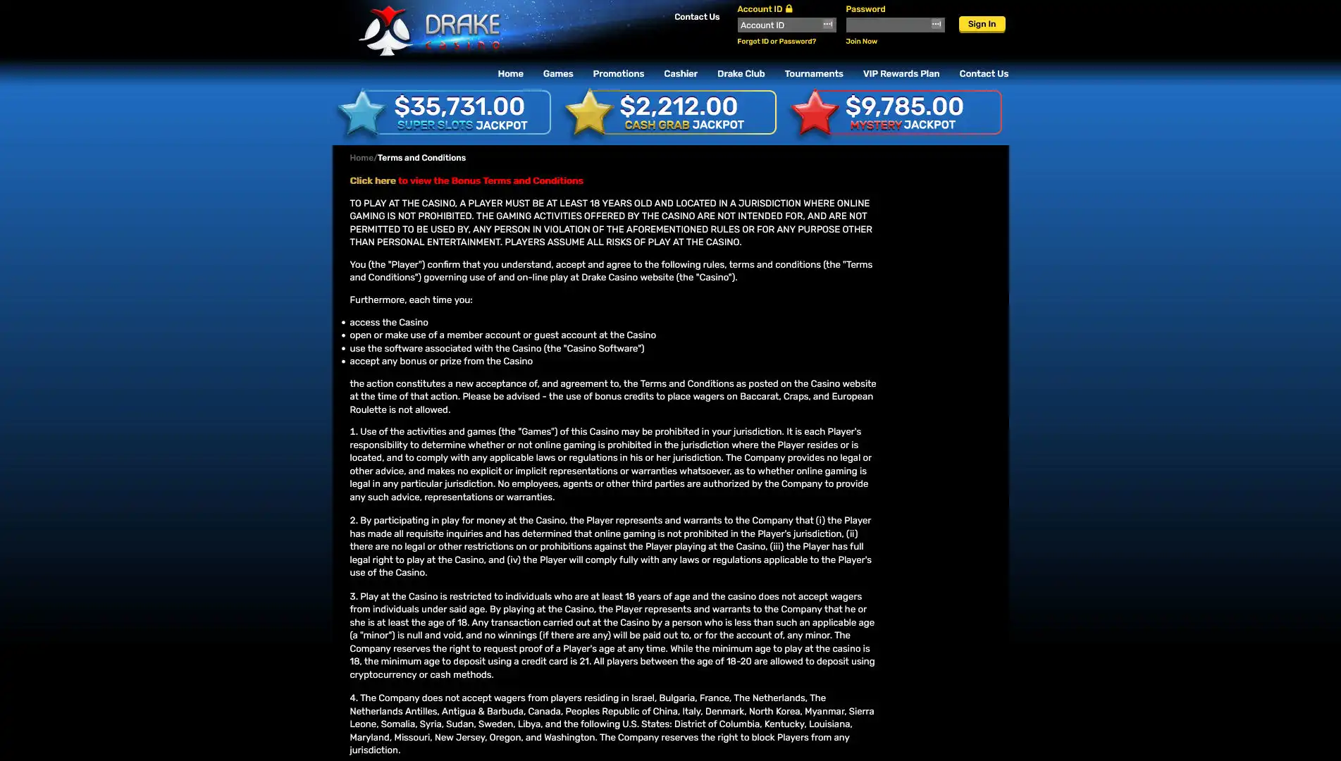 Drake Casino Support