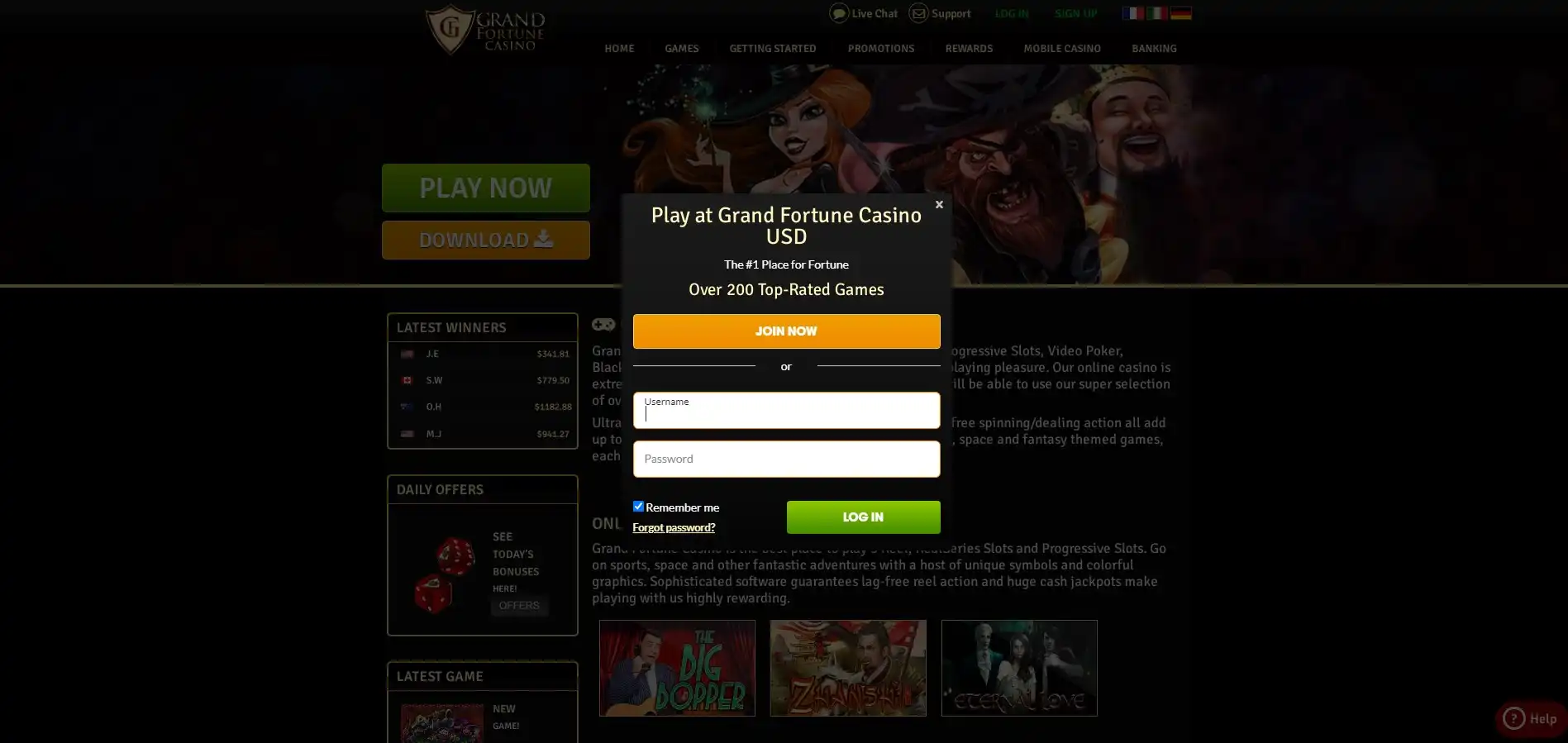 Grand Fortune Casino Login