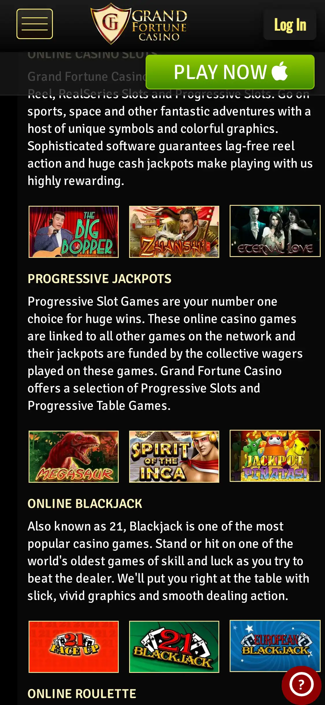 Grand Fortune Casino Mobile Games Review