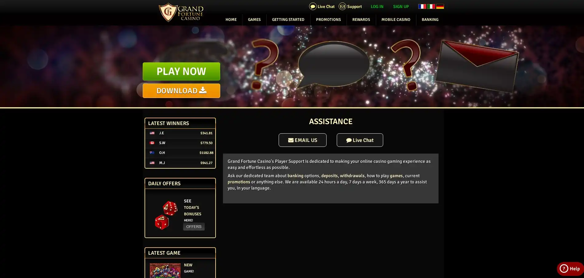 Grand Fortune Casino Support