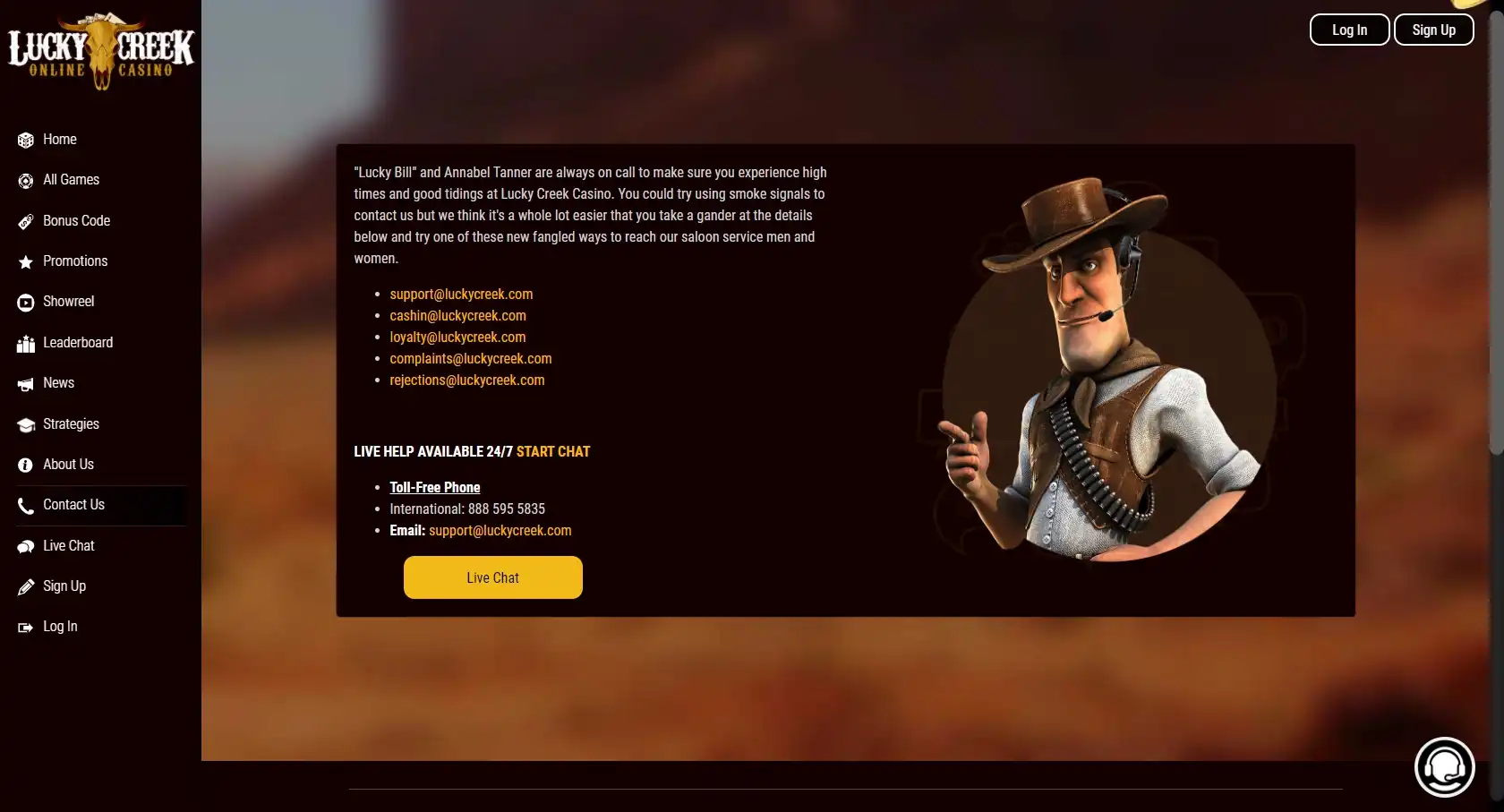 Lucky Creek Casino Support